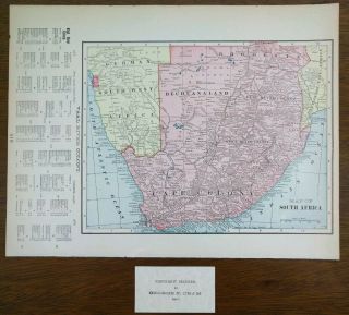 South Africa 1902 Vintage Atlas Map 14 " X11 " Old Antique Pretoria
