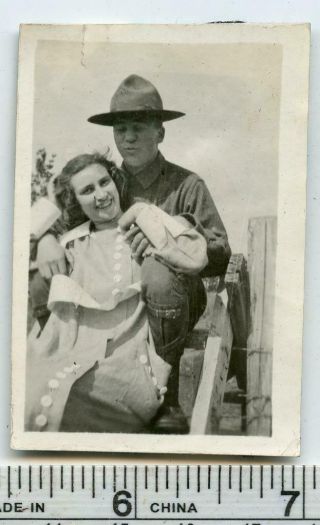 Zz428 Vtg Photo Wwi Era Military Man With His Girl C Early 1900 