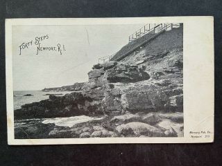 Forty Steps,  Ocean Front,  Newport Ri Vintage Private Mailing Card,