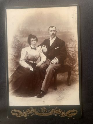 Antique Cabinet Card Portrait Photograph Of A Couple By Fred Bailey,  Edinburgh