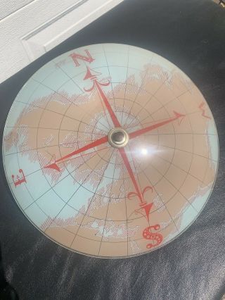 Vtg Ceiling Light Cover Nautical Compass World Globe Map Glass Shade