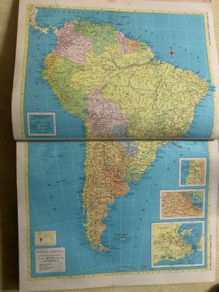 Rare Vintage Hammond ' s World Atlas Classics Edition,  1958 Hardcover Antique Maps 3
