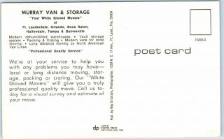 Vintage Florida Advertising Postcard MURRAY VAN STORAGE Moving Vans 1960s 2