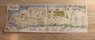 Vtg Illustrated Map Of The City Of York In Full Color
