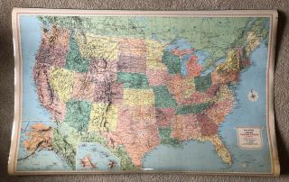 Vintage Rand Mcnally Cosmopolitan United States Road Map Wall Poster 50x33 Inch