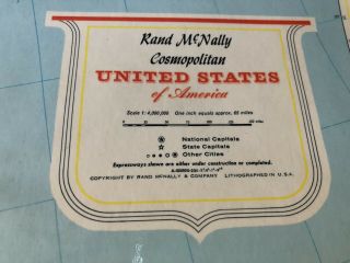 Vintage Rand Mcnally Cosmopolitan United States Road Map Wall Poster 50x33 Inch 2