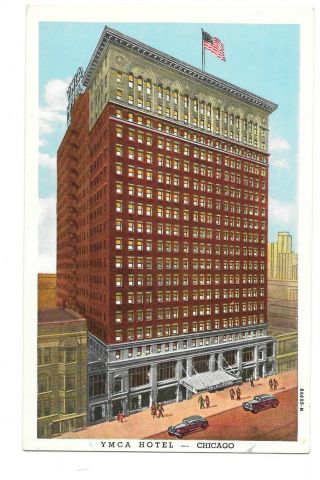 Vintage Postcard Ymca Hotel Chicago Il 826 S Wabash Ave Wb Era Ct American Art