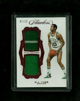 M.  L.  Carr 2018 - 19 Flawless Dual Patches Ruby /15 Rare Boston Celtics Guilford