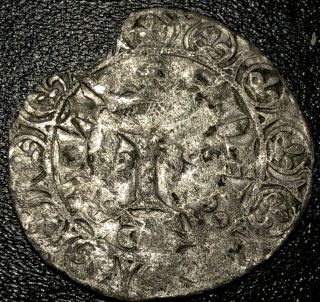 1365 - 1380 France Charles V Silver Blanc 5 Deniers Rare Medieval French Coin