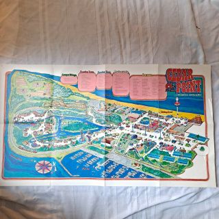 Vintage Cedar Point Poster Map Sandusky Ohio 1982 Amusement Park Paper Ephemera