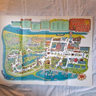 Vintage Cedar Point Poster Map Sandusky Ohio 1977 Amusement Park Paper Ephemera