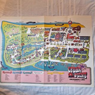 Vintage Cedar Point Poster Map Sandusky,  Ohio 1976 Amusement Park Paper Ephemera