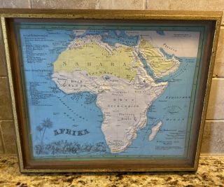 Vintage Africa 3d Raised Relief School Map Framed