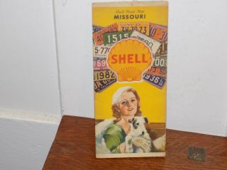Vintage 1933 Shell Oil Missouri Road Map