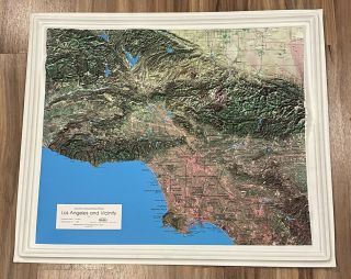 Vintage 3d Satellite Raised Relief Map La Los Angeles California Kistler Graphic