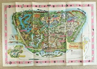 Vintage Rare 1961 Disneyland Park Large Map - 44 " X 30 " - Heavy Paper Stock