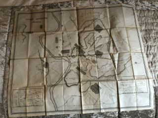 Ancient Rome City Plan - Antique Linen Map - 1851 Engraved E Radclyffe