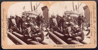 Real Photo Stereoview Card Spanish - American War 1898 Us Soldiers To Philippines