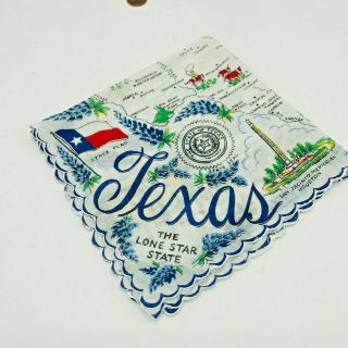 Vintage Souvenir Texas Map The Lone Star State Handkerchief Tissue Hankie