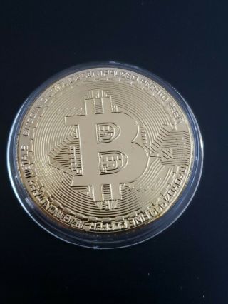 1x Bitcoin Rare 1 Oz.  999 Pure Solid Gold Plated Coin Collectiable