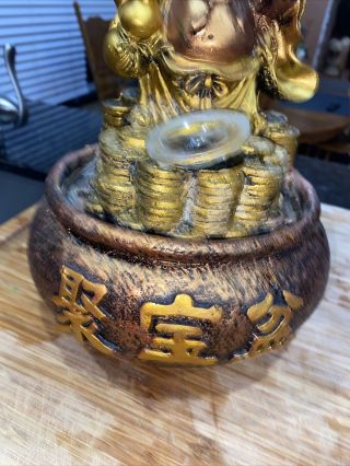 VTG Lucky GOLD Buddha Tabletop Water Fountain (NEEDS PUMP) RARE 2