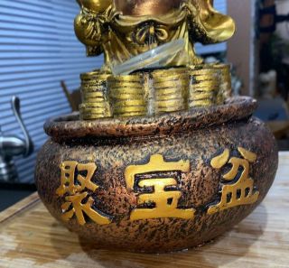 VTG Lucky GOLD Buddha Tabletop Water Fountain (NEEDS PUMP) RARE 3