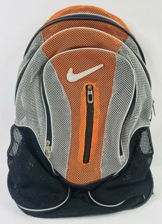 Vintage 90’s Nike Brasilia Mesh Backpack Transparent Orange/grey/black Rare