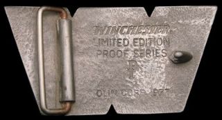LC12170 RARE VINTAGE 1977 OLIN CORP PROOF WINCHESTER - WESTERN GUNS BUCKLE 2