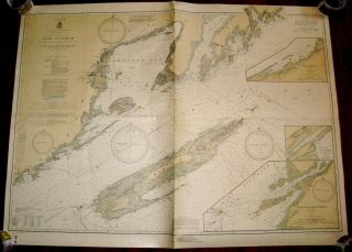 Vintage 1932 Lake Superior Isle Royale Michigan Ontario Map - 46 " X 35 " - Good