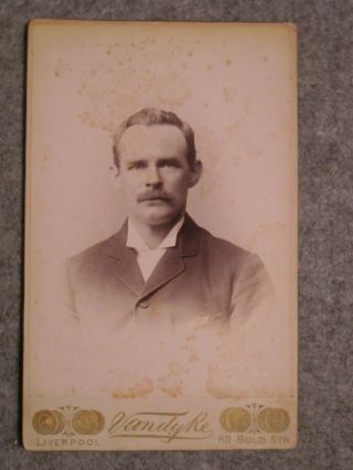 Victorian Cabinet Card - Gents Portrait - Van Dyke Of Bold Street Liverpool