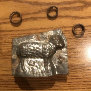 Rare Antique Vintage Metal Chocolate Mold - Easter Lamb With Clips