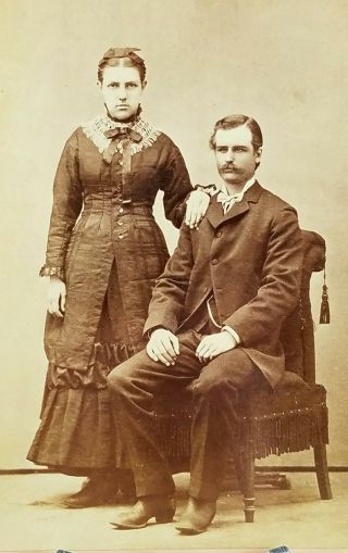 Rare 1860s Civil War Era Cdv " Happily " Married Couple Charles City Iowa