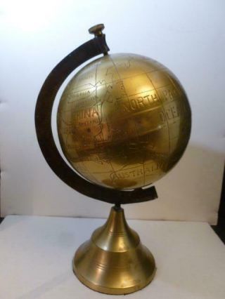 Brass 12  World Map 6.  5 " Decorative Globe Table Top Brass Vintage Desk Decor
