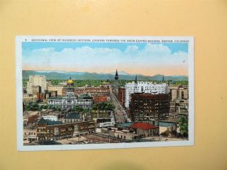 Denver Colorado Vintage Postcard Aerial View Of Business Section