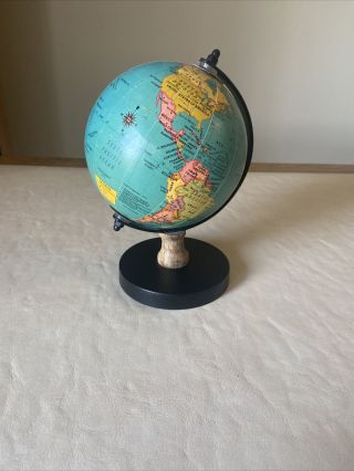 Vintage Antique Multicolor Small World Globe Map Stand 8x6 Inch Wide