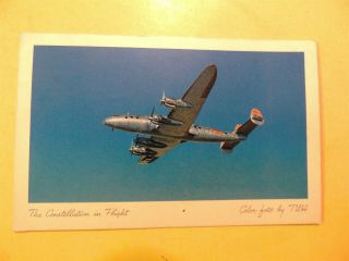 Twa Airlines Lockheed Constellation Airplane In Flight Vintage Postcard 1947