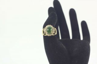 Rare Vintage Soviet Nephritis Silver Ring Size 9.  75 Gold Plated Ussr
