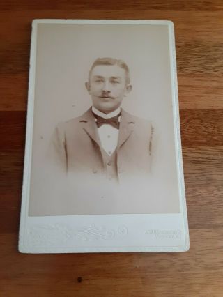 Vtg Cabinet Photo Of A Stylish Young Man W/ Fashionable Mustache - Hoboken,  Nj