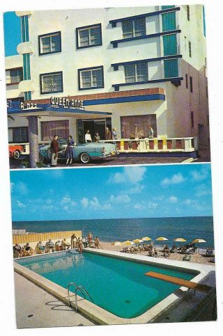 Vintage Florida Chrome Postcard Miami Beach Queen Anne Motel Multi Views