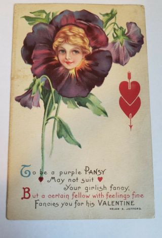 Helen Jeffers Vintage Postcard Morning Glory Valentine 