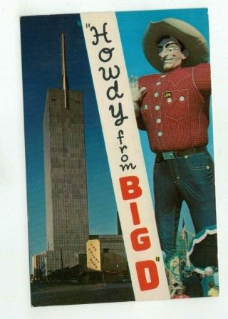 Tx Dallas Texas Vintage Post Card - " Big Tex " Statue At Fairgrounds