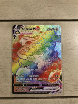 Pokemon Snorlax VMAX Full Art Holo Foil 206/202 Secret Rainbow Rare ...
