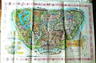 Vintage 1961 Authentic Disneyland Wall Map 44.  5 " X 30 " Great Color