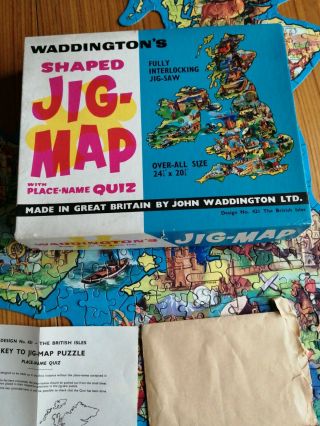 VINTAGE WADDINGTONS JIG MAP BRITISH ISLES.  COMPLETE IN no 421 2