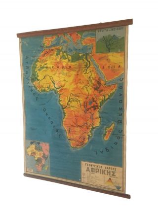 Geography map of Africa,  Vintage Africa pull down chart,  Geophysical School Map, 3