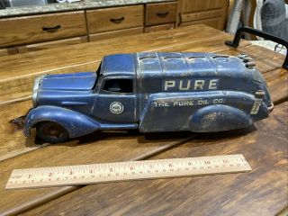Vintage The Pure Oil Co.  Metal Toy Tanker Truck