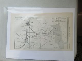 Vintage Map Of The Aurora,  Elgin & Chicago Railroad & Conn.  - 1911