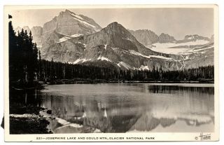221 Josephine Lake And Gould Mtn Glacier Natl Park Hileman Vintage Postcard