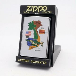 Vintage 1994 Zippo Lighter Avirex North South Vietnam 1967 1968 Map Mib