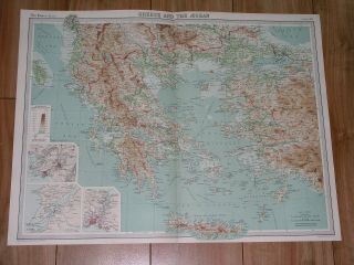 1922 Vintage Map Of Greece / Turkey Edirne Smyrna Izmir Occupation War Zone